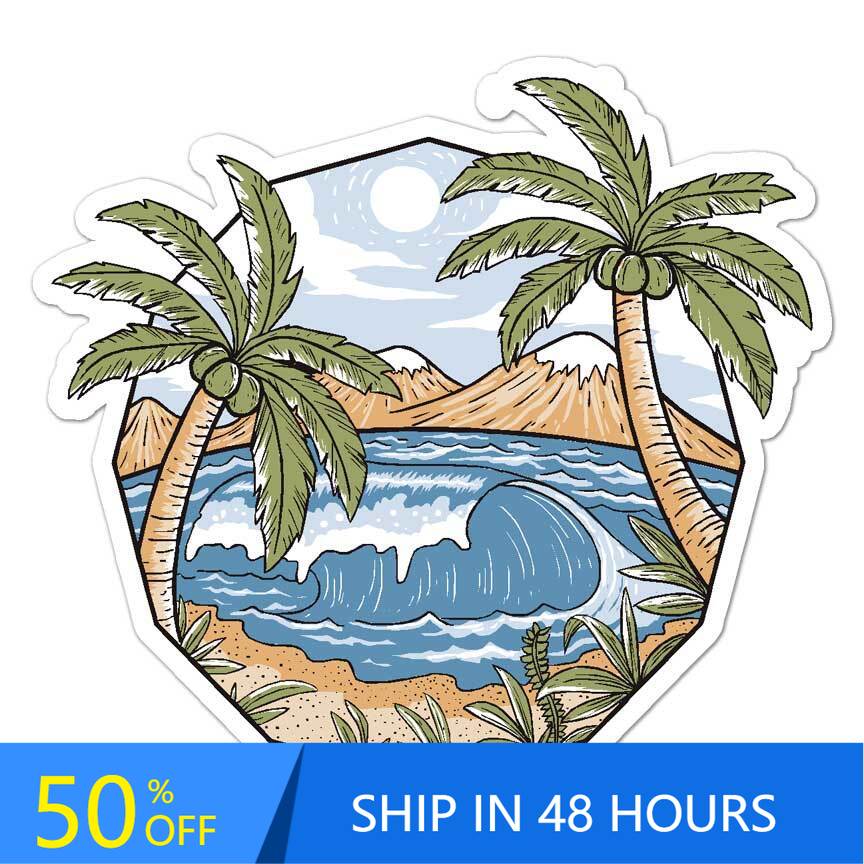 Palm Trees Beach Surf, 레트로 범퍼  - Laptop Unique Accessories 리뷰 및 가격