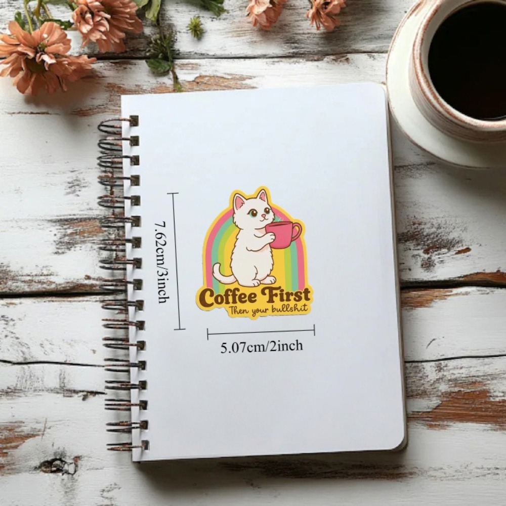 재미있는 커피 고양이 스티커 레트로 자동차 노트북 창문 - Laptop Unique Accessories 리뷰 및 가격